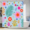 Яркая цветочная шторка для душа, смелые розовые цветы, зеленые листья на нежно-голубом фоне, современный декор для ванной комнаты для комнаты девочки, водонепроницаемая