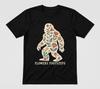 Sasquatch Floral Bigfoot Botanical Lover Nature Black Unisex T-Shirt
