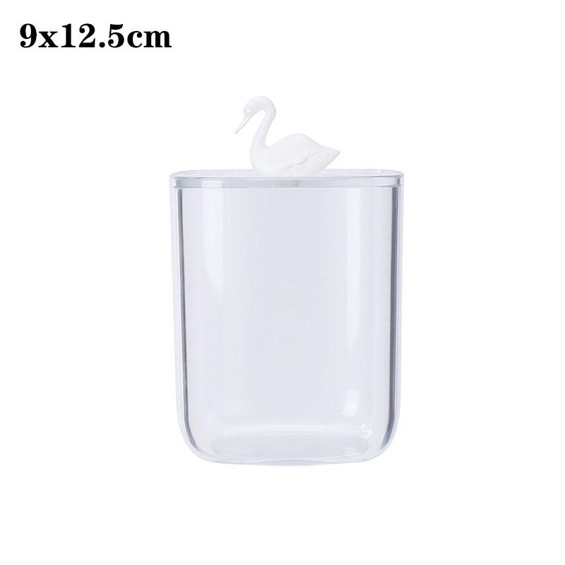 Cotton Swab Organizer Storage Bamboo Cover Acrylic Round Organizer Makeup Storage Box Container Organizadores