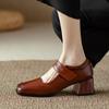 Мода 2025 Новые Ретро Туфли из Натуральной Кожи Женские Туфли-лодочки на Высоком Каблуке Мэри Джейн Туфли на Платформе Весна Лето Женские Вечерние Туфли Каблуки