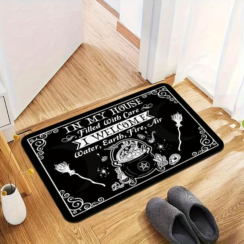Premium Flannel Halloween Door Mat Non-Slip Machine Washable Perfect for Living Room Bedroom Kitchen Bathroom Home Decoration