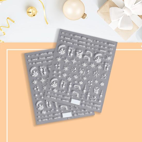 Рождественские наклейки для ногтей, праздничные снежинки, мультяшный лось, трехмерная наклейка для дизайна ногтей, женские аксессуары