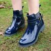 New Rain Shoes New Short Tube Glossy Pvc Water Shoes Women's Adult Rain Boots with Elastic Martin Rubber Shoes