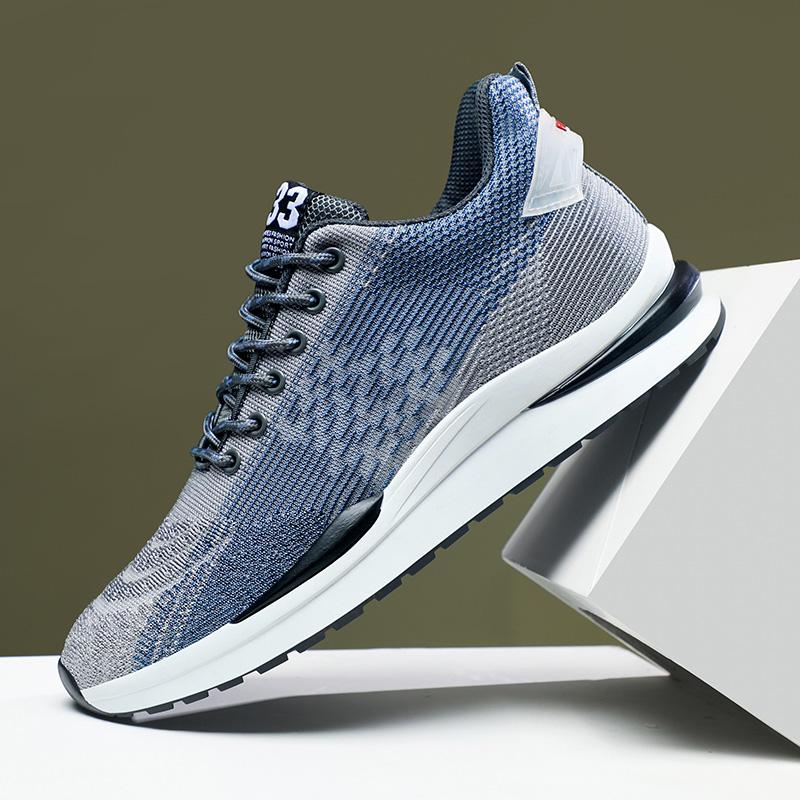 Men Sneakers High Elevator Shoes Man Sports Lift Height Increase Insole 6Cm Mesh Plus Size 37-44