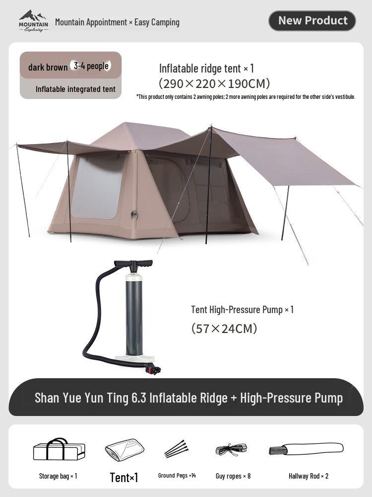 Shan Yue Automatic Inflatable 2-in-1 Camping Tent & Awning Portable Folding Gear