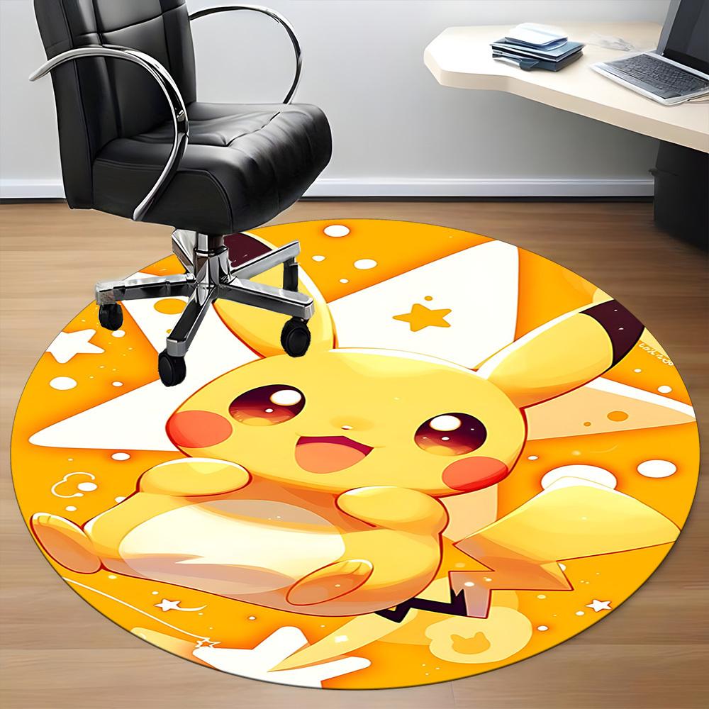 1pc Pikachu Cute Office Round Area Rug, Indoor Mat Suitable For Office,Bedroom Living Room Home Decor, Room Deco a0928200