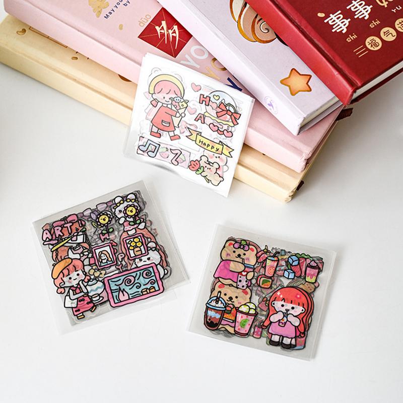 10/20/50Pcs Cute Cartoon Patterns Pvc Stickers Waterproof Transparent Notebook Water Bottle Scrapbook Decoration Stickers