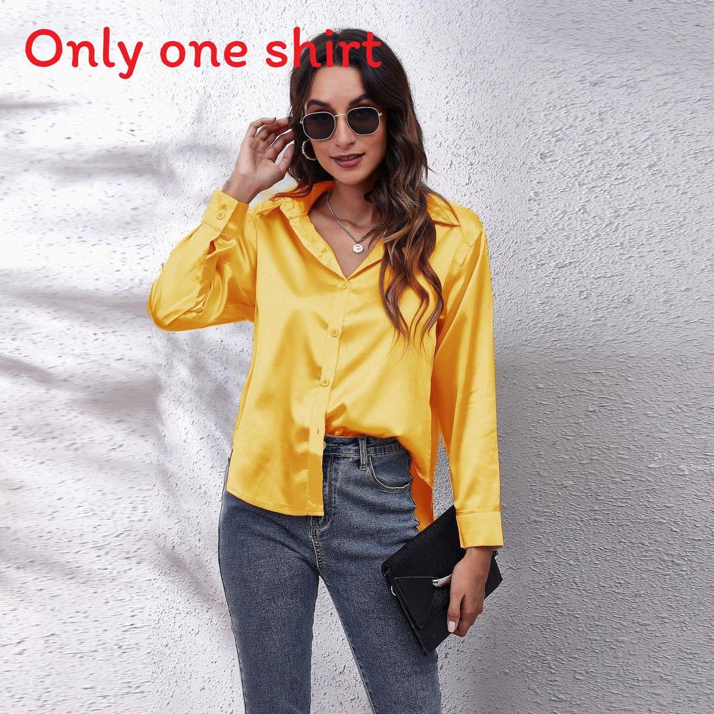 Satin Shirt For Women With Long Sleeves And Button Front For Office Wear