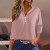 Women's T Shirt Tee Print Button 3/4 Sleeve Tunic Daily Weekend Fashion Basic V- Neck Regular Top