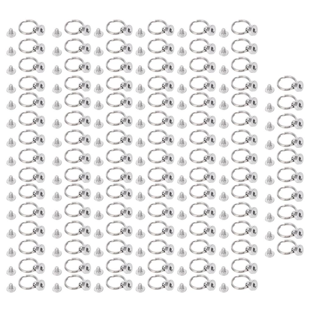 100 комплектов заклепок с круглой головкой, серебряные, двойные, круглые, медные, самодельные, без заусенцев, винтовые шляпки гвоздей
