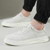Новая мужская обувь из натуральной кожи, повседневная обувь на толстой подошве, белые плоские кеды для скейтборда, молодежные кроссовки на шнуровке