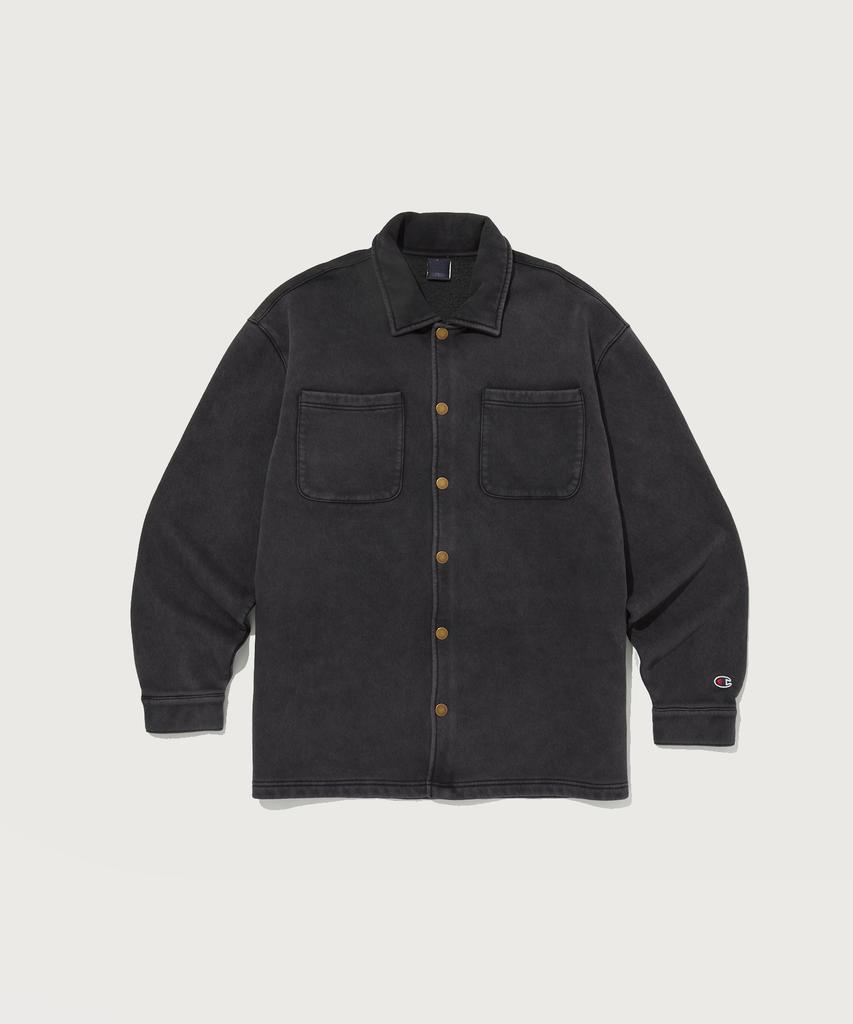 Champion Свитшот с garment wash, начес, черный