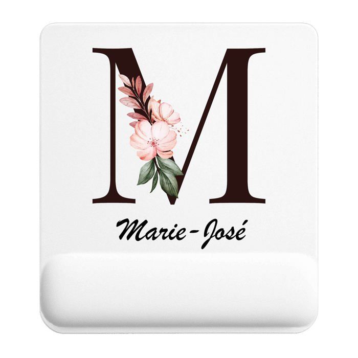 Tapis de souris - PLANETEE - Marie-José Lettre Fleur - 22 x 18 cm - Surface lisse antidérapante - Épaisseur 3 mm