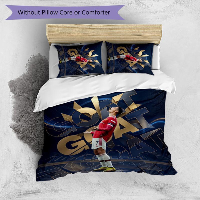 Cristiano Ronaldo Printed Bedding 3 Piece Set Cozy Breathable Bed Cover Set as Housewarming Holiday Gift