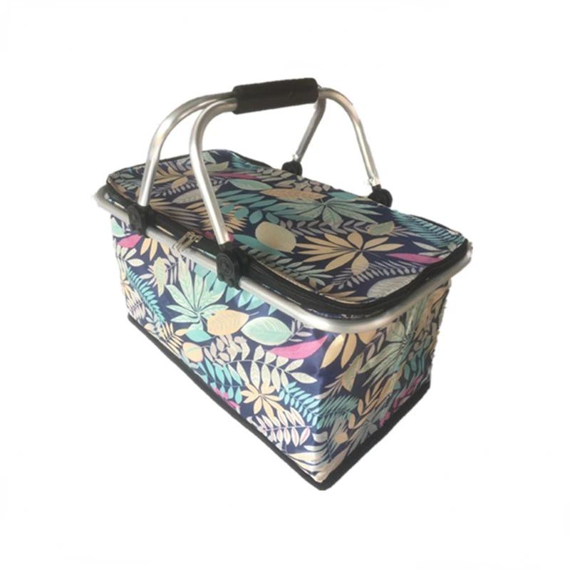 Car Oxford Outdoor Picnic Insulation Storage Basket Refrigerated Food Delivery Box Folding Shopping Basket Trunk Storage Box