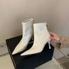 Fashion 2024 High Quality Ladies Shoes Back Zip Modern Boots Women Fashion Stiletto Modern Boots Women Sexy Pointed Toe Mid-Calf Boots