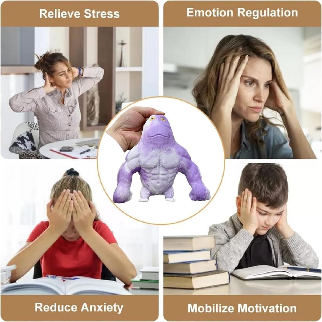 Сквиши Обезьянка Игрушка Растягивающаяся Наполненная Песком-Клеем Резиновая Горилла Эластичная Растягивающаяся Игрушка для Декомпрессии при Аутизме Взрослые Дети Подарок