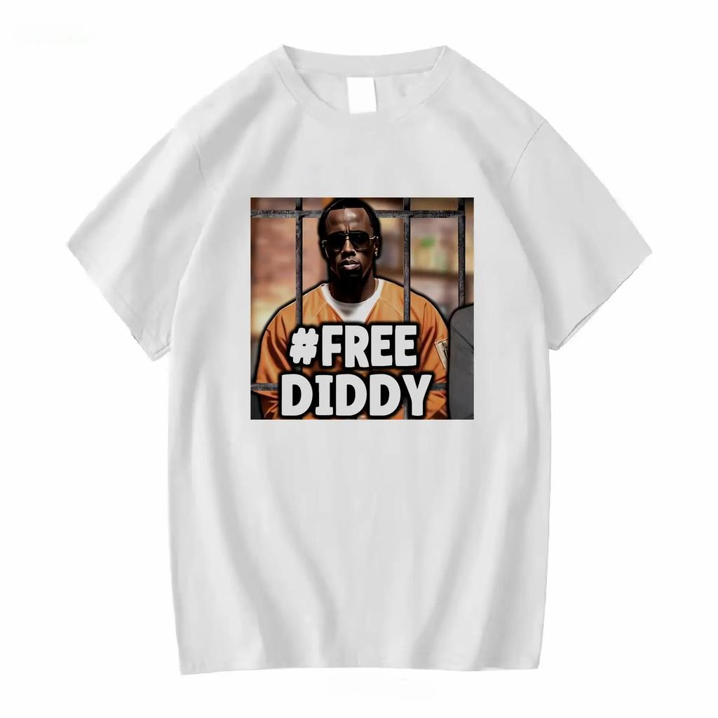 Бесплатная футболка Diddy Freediddy P Рэпер Винтажная стирка Унисекс Дизайнерская одежда Мода Графический Универсальный Стильный Эластичные Топы