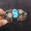 Tibetan Turquoise Cuff Bracelet Copper Wire Wrapped Gemstone Bangle Moonstone Cuff Handmade Copper Jewelry Adjustable Bangle Engagement Gift