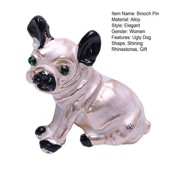 Мультфильм милая уродливая брошь в форме собаки, блестящие стразы, инкрустированные глаза, булавка, значок на лацкан, ювелирное изделие, подарок, аксессуары для пальто