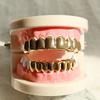 New 18K Copper Gold Plated HipHop Teeth Top&Bottom Grillz Teeth Set With Fixed Wax