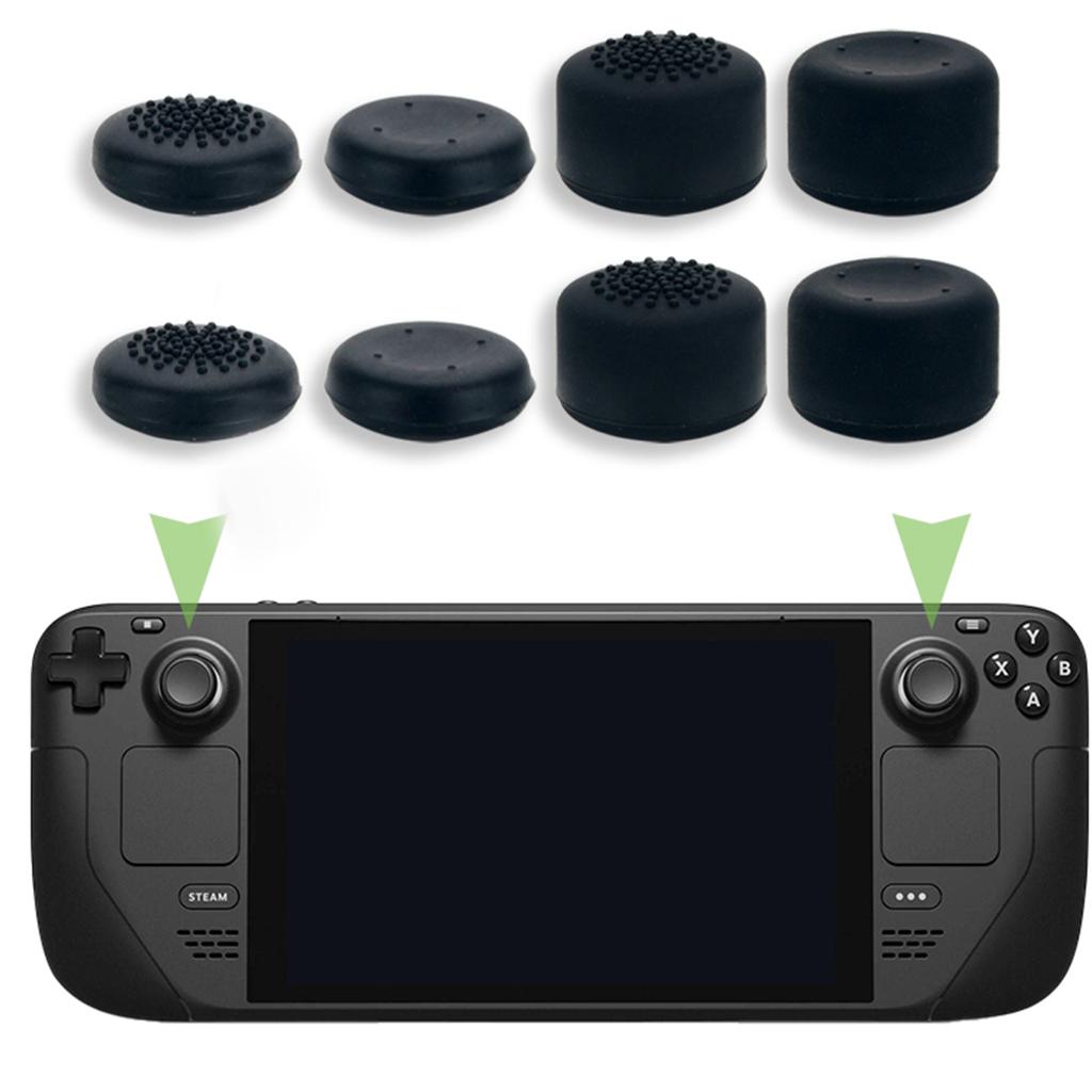 8Pieces Analog Stick Joystick Controller Black Thumb Grips for Steam Deck Controller Joystick Grips