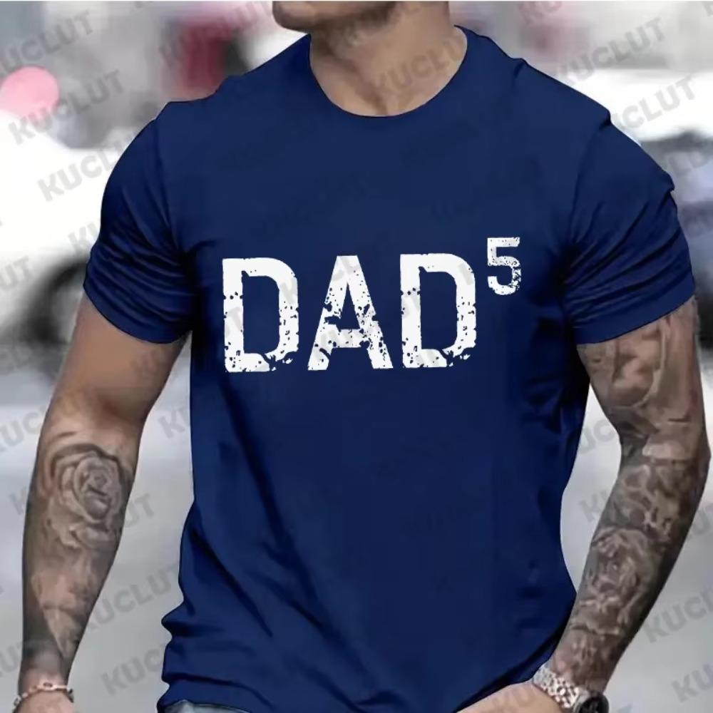DAD 3 T Shirts for Men Blue Dad T-shirts Dad of 3 4 5 6 7 Shirts Husband Tops Clothes Funny Papa Tshirt Short Sleeve Clothing