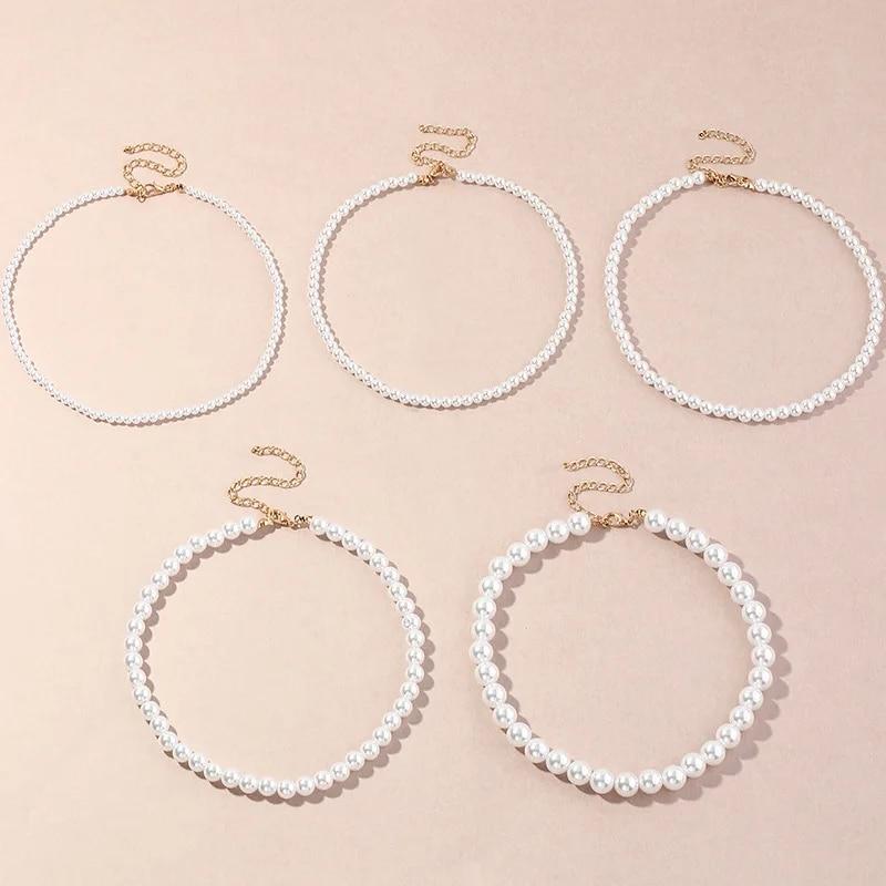 Винтажный стиль, простое колье-чокер с жемчужной цепочкой 6 мм, ожерелье для женщин, свадебное ожерелье с подвеской в ​​форме ракушки, модные ювелирные изделия, оптовая продажа