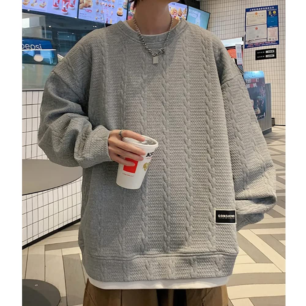 Aaronlive Long Sleeve Round Collar Plus Sizes Popular Pullover Loose XL Men's T-Shirt, Available, Sweatshirt, Casual, Comfortable, Fit, Spring,