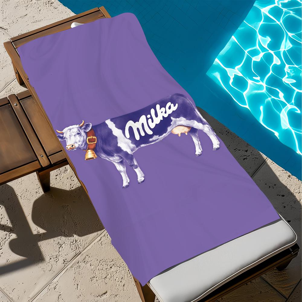 Funny M-milka Towel Large Quick-Drying Microfiber soft Beach Towel for Travel Fitness Sauna Bathing Camping