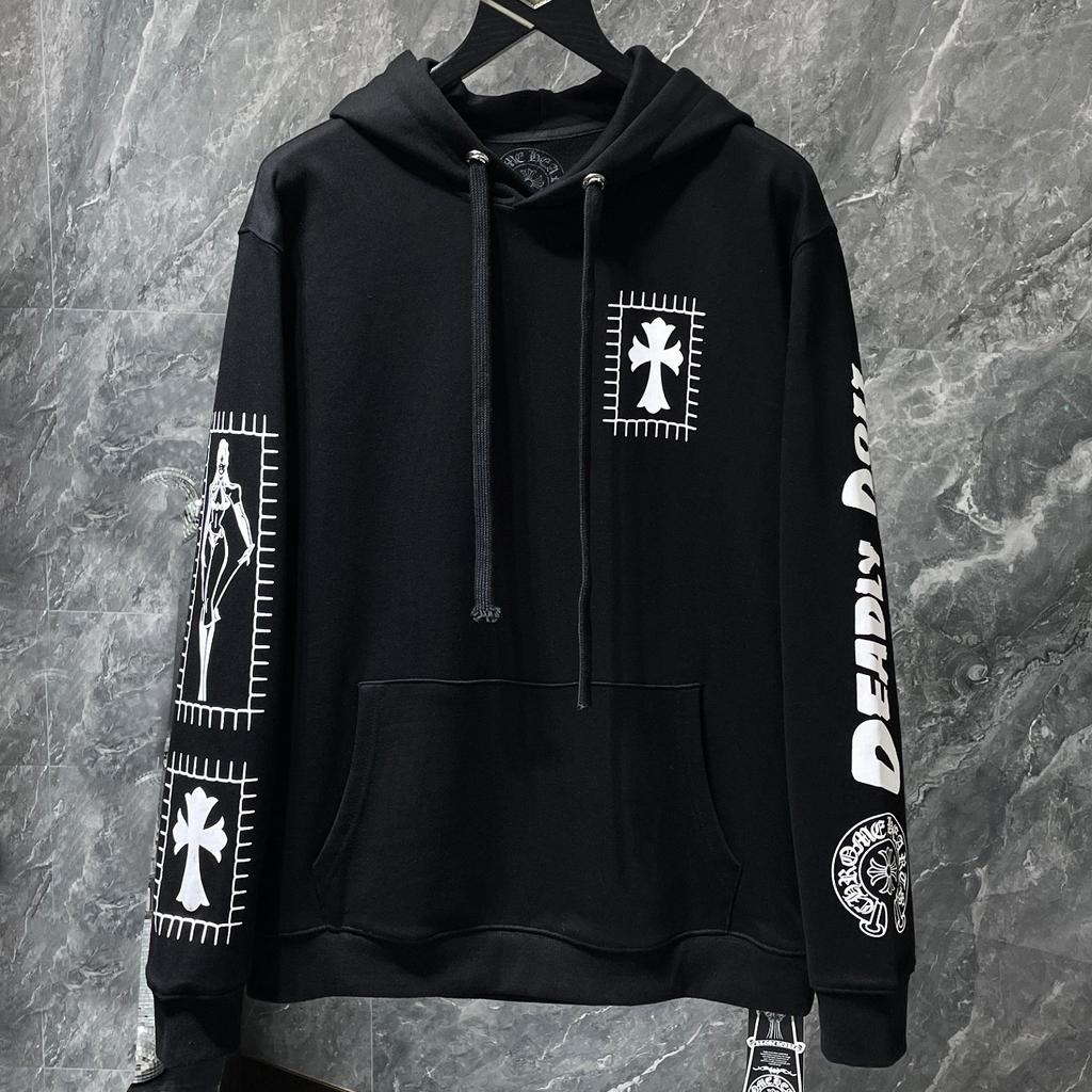 8630 CHROME HEARTS New Spring and Autumn Plus-size Thin Style Classic Style Logo Hooded Sweatshirt for Couples