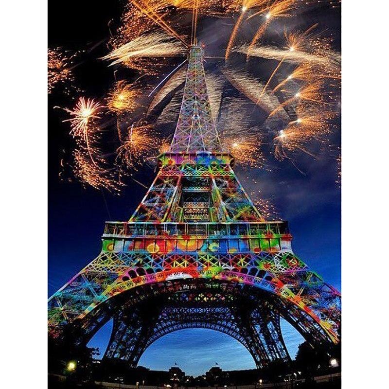 5D DIY Алмазная картина Пейзаж Вышивка крестиком Эйфелева башня Полный круглый дрель Алмазная художественная вышивка Распродажа Украшение дома