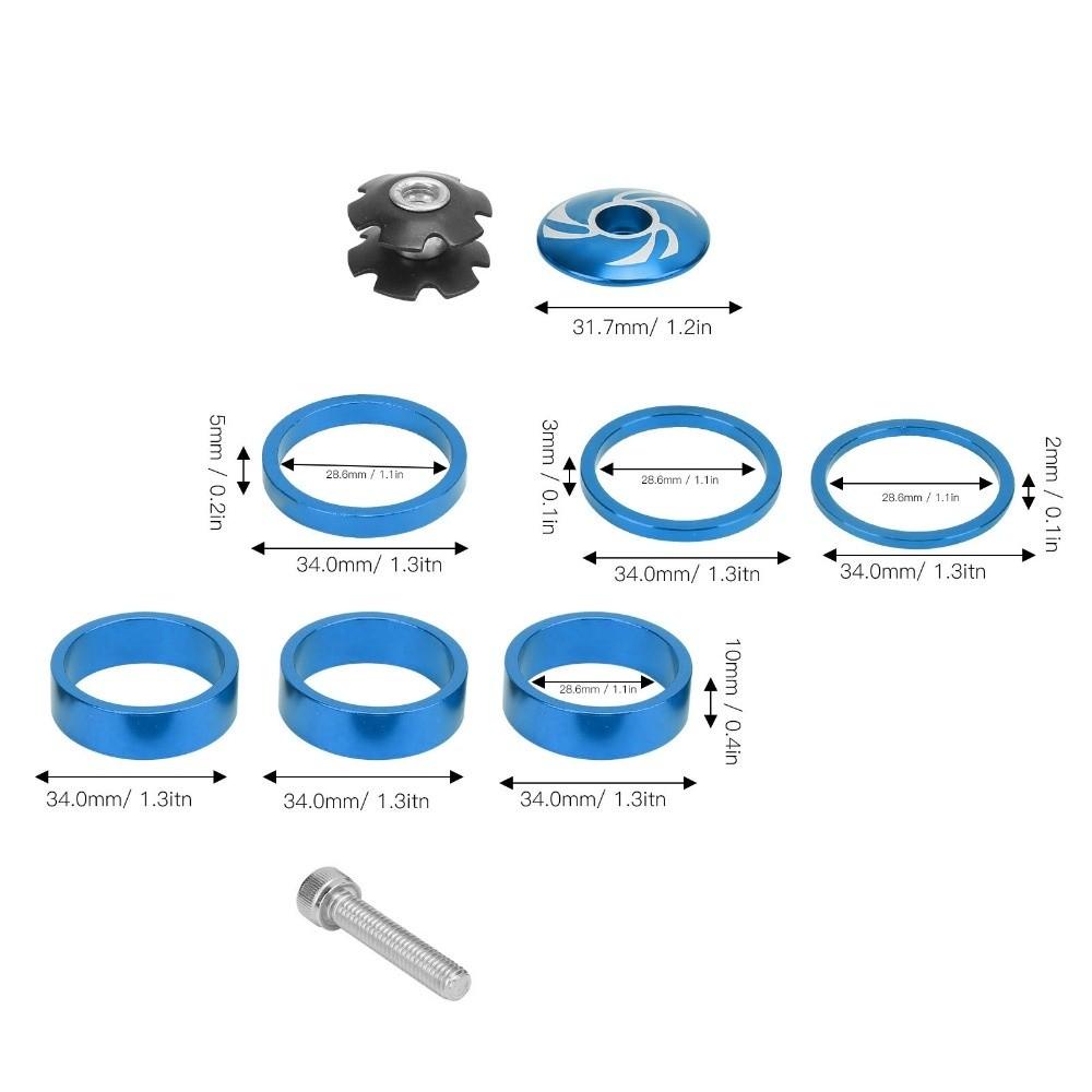 9Pcs 28.6mm Bike Headset Spacer Aluminium Alloy Bicycle Stem Cap Set  for Bicycle Front Fork