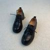 Sheepskin Version~ Academic Style Lace-up Thick Heel Women's Leather Versatile Platform Single Shoes Casual British Small Leather Shoes