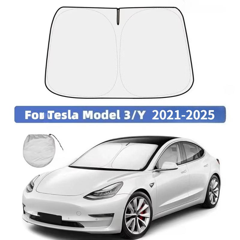 Для Tesla Model 3/Y 2025 Автомобильный солнцезащитный козырек на передний экран Автомобильный солнцезащитный козырек на лобовое стекло Теплоизоляция Летний солнцезащитный козырек Защитная шторка на окно
