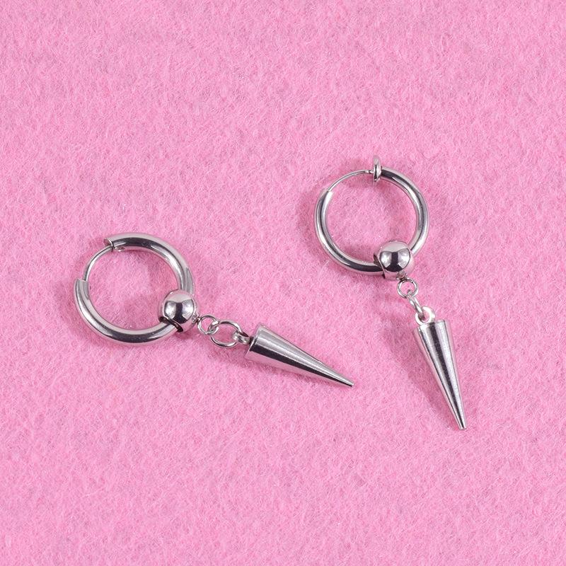 Titanium Steel Earrings Sharp Cone Trendless Ear Pierced Ear And Earrings