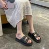 New Fashionable and Elegant Casual Thick-soled Sandals with Buckle Decoration Lightweight Flat Heel Open Toe Slippers NO:8678