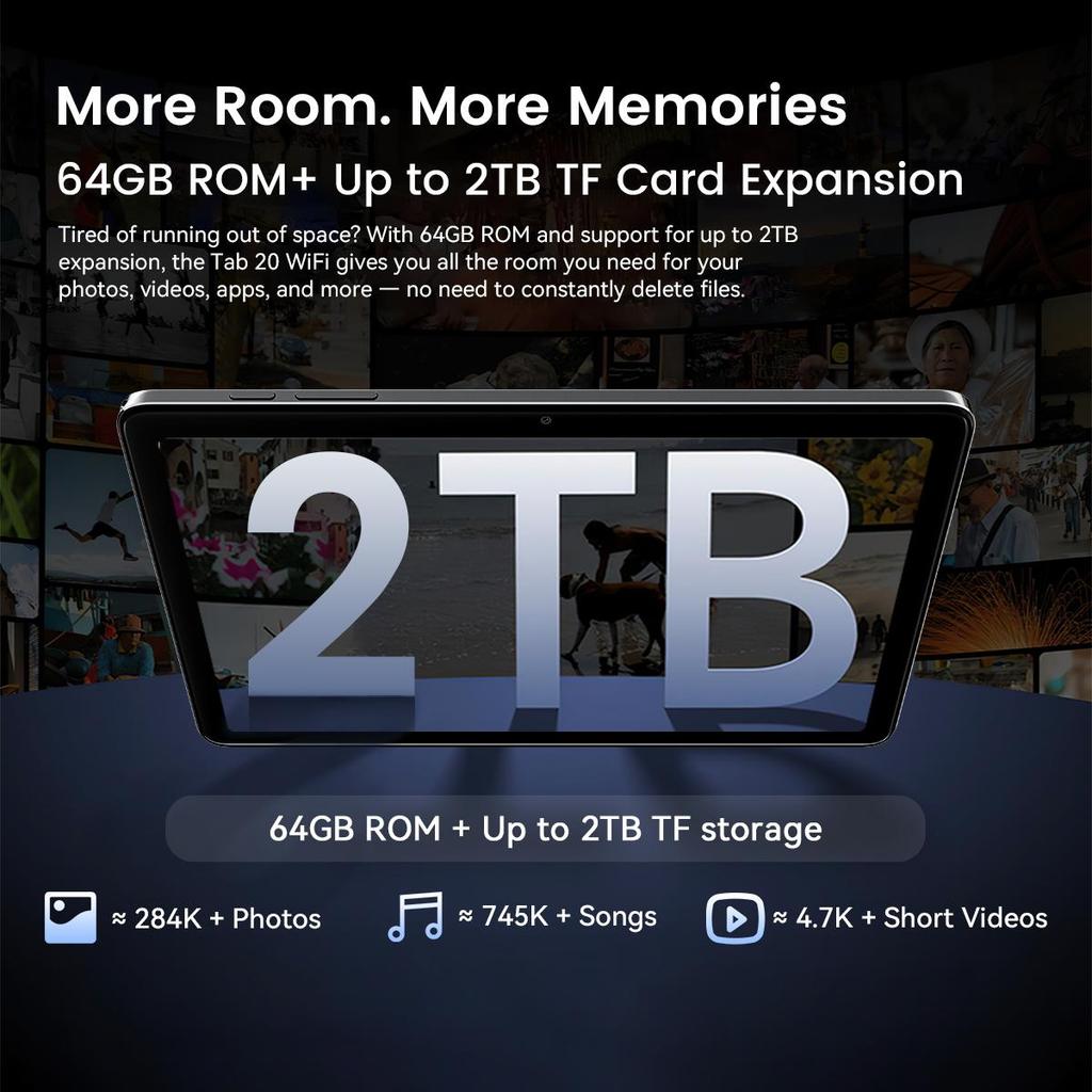 Blackview Планшет Tab 20 WiFi Android 15 10,1 дюйма 4 ГБ ОЗУ 64 ГБ ПЗУ Аккумулятор 6600 мАч Планшеты