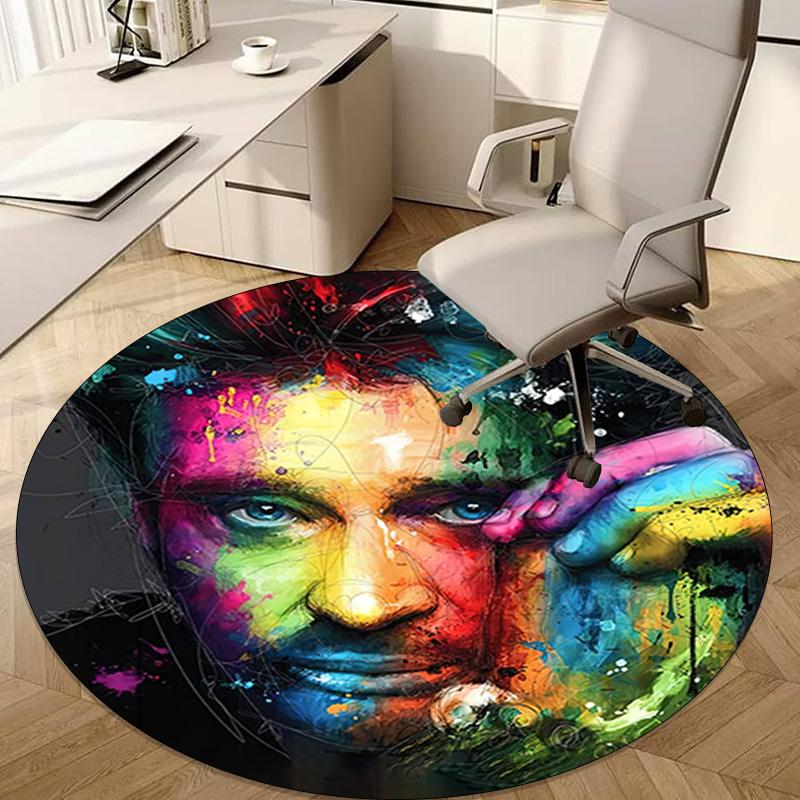 Johnny Hallyday Circular Rug - Office Decorative Carpet For Living Room Bedroom Door Mat Floor Rug Computer Chair Area Rug