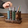Vintage European Wooden Pen Holder - Creative Desk Organizer And Decorative Storage Box