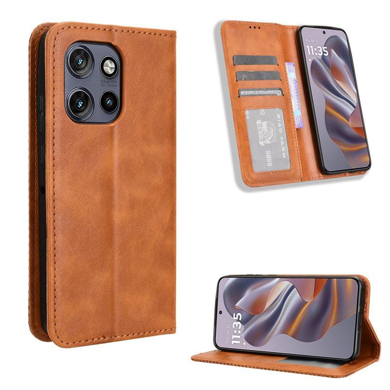 Flip Cover For Motorola Moto Edge 50 Neo Leather Case [Flip Vintage Leather] Wallet Shockproof Durable Retro Phone Case