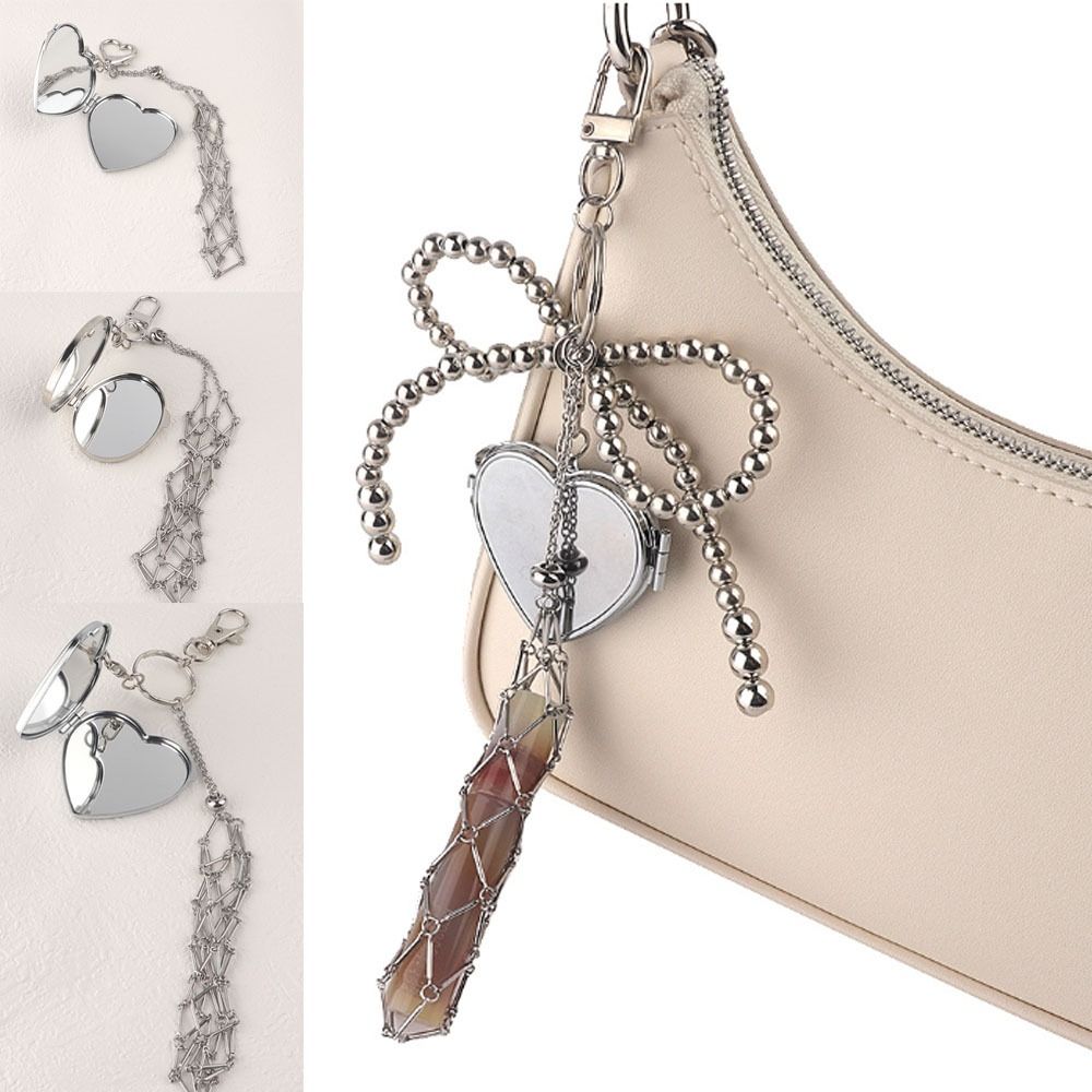 Stainless Steel Lip Balm Bag Key Chain Silver Color Lip Balm Keychain