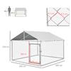 Outdoor Dog Kennel Animal Enclosure With Waterproof Cover 200x200x150cm Silver And Gray