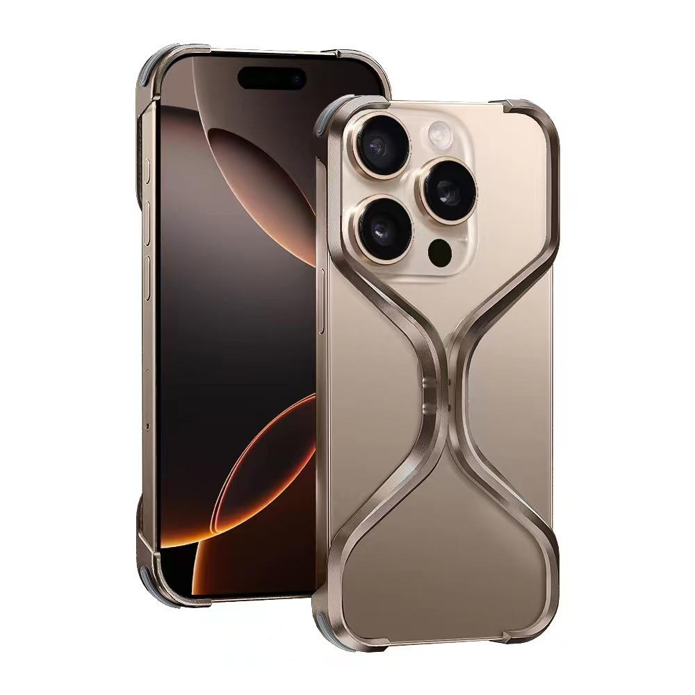 Для iPhone 16 15 14 13 Pro Max чехол без рамок из металлического алюминиевого сплава рассеивание тепла и поглощение ударов защитный чехол