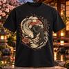Japanese Koi Fish T-Shirt Yin Yang Vintage Streetwear Graphic Heavyweight Cotton
