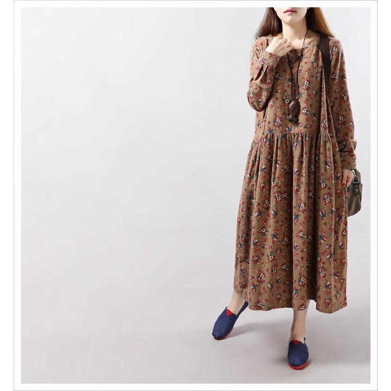 Весенне-осеннее платье большого размера с длинным рукавом