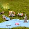 Micro-landscape Retro and Antique Resin Scene Ornaments West Lake Lighthouse Water Well Pool Small Bridge, Flowing Water, Grassland