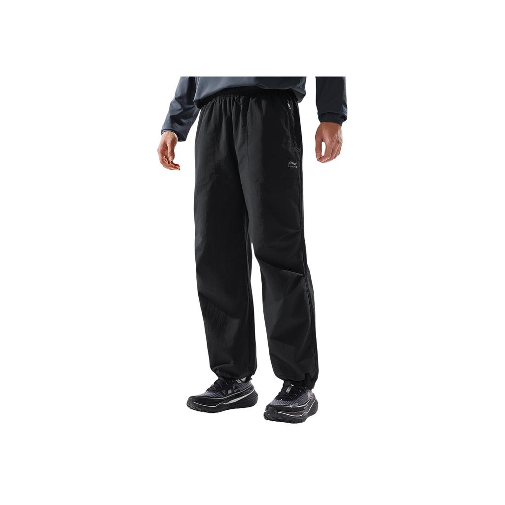 Мужские спортивные брюки Li Ning Fitness Series с длинными рукавами и логотипом, черные AYKV227-3