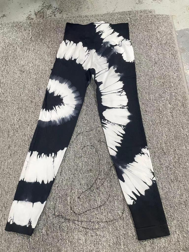 High-Waisted Tie-Dye Yoga Pants - Breathable, Peach Hip Design, Seamless Fitness Leggings for Women