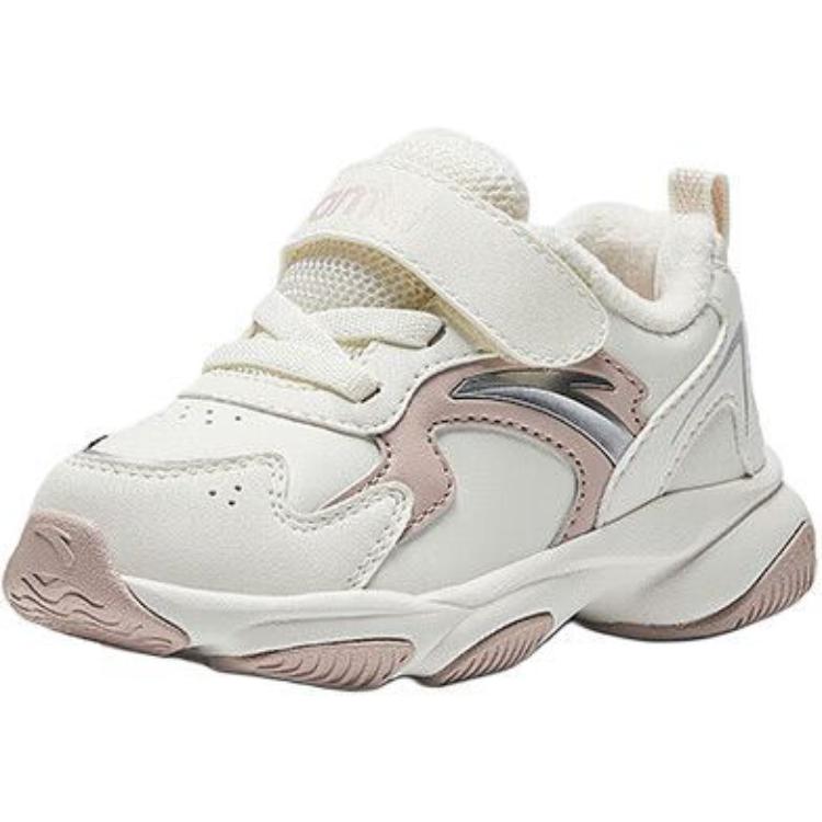 Anta Comfortable Versatile Anti-Kick Shock-Absorbing Low-Top Walking Shoes Baby Shoes White Pink A22440056-2